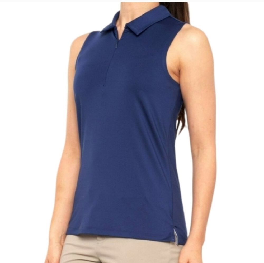 TOMMY BAHAMA NAVY BLUE SLEEVELESS QUARTER ZIP TOP MEDIUM